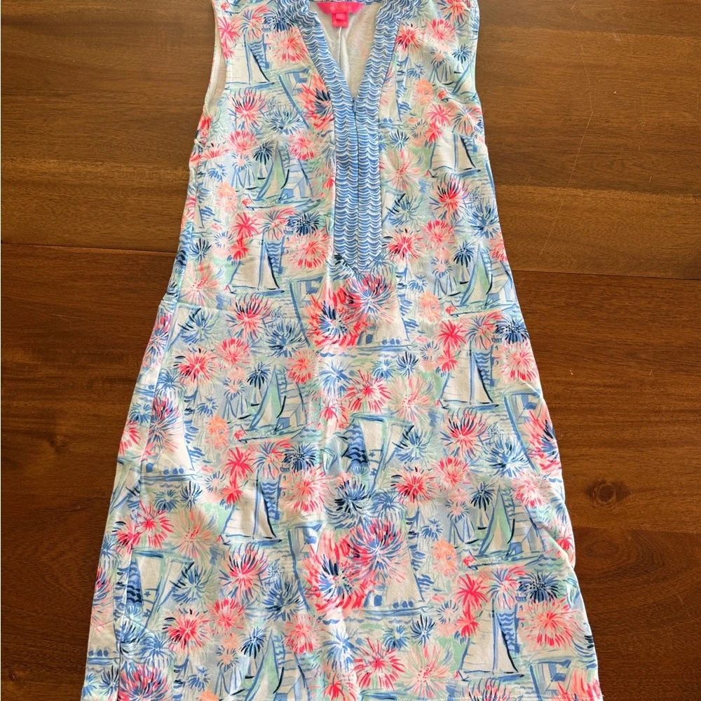 Lilly Pulitzer Wave & Coral Floral Sleeveless Shift Dress - Picture 1 of 4